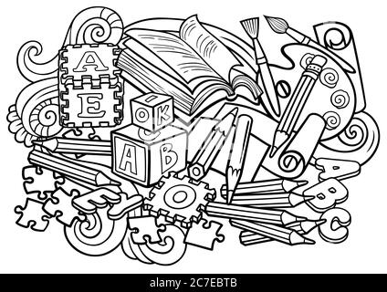 Cartoon Kritzeleien handgezeichnete Kinder Spielzeug Illustration. Stock Vektor
