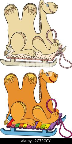 Zeichnung Vektor Cartoon Winter Freizeit Tier. Stock Vektor