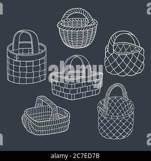 Set von Cartoon Vektor handgezeichneten Körbe Stock Vektor