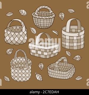 Set von Cartoon Vektor handgezeichneten Körbe Stock Vektor
