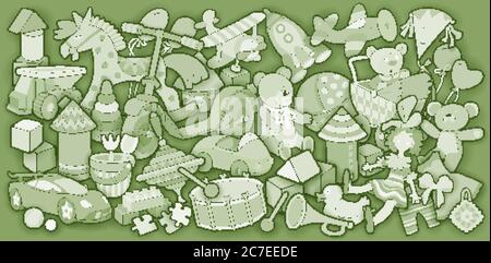 Cartoon niedliche Kritzeleien Kinder Spielzeug Illustration Stock Vektor