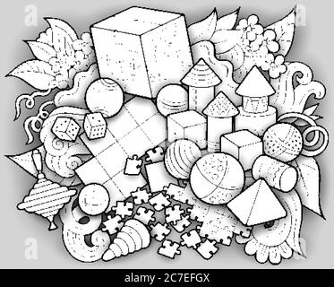 Cartoon niedliche Kritzeleien Kinder Spielzeug Illustration Stock Vektor