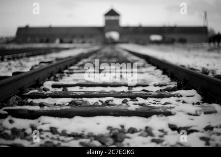 BIRKENAU, POLEN - 25. Januar 2018: Lager Birkenau in Polen Stockfoto