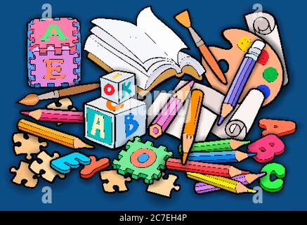 Cartoon niedliche Kritzeleien Kinder Spielzeug Illustration Stock Vektor