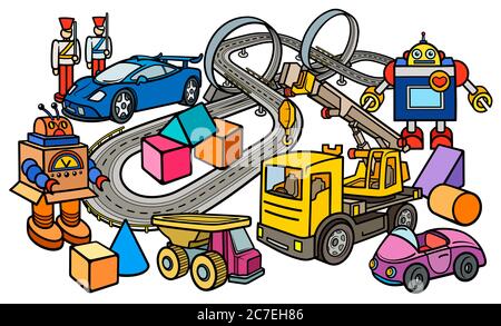 Cartoon niedliche Kritzeleien Kinder Spielzeug Illustration Stock Vektor