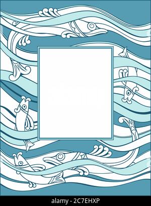 Fische im Meer Cartoon handgezeichnete Illustration. Stock Vektor