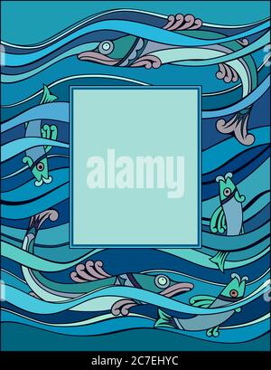 Fische im Meer Cartoon handgezeichnete Illustration. Stock Vektor