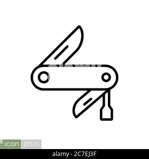 Vektorsymbol für Jackmesser. Camping und Wanderzeichen. Graph Symbol für Reise-und Tourismus-Website und Apps Design, Logo, App, UI Stock Vektor