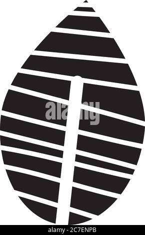 Tropisch gestreiftes Blatt Symbol auf weißem Hintergrund, Silhouette Stil, Vektor-Illustration Stock Vektor