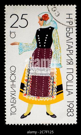 BULGARIEN - UM 1983: Eine Briefmarke aus Bulgarien, die bulgarische Stotinka von Tolbukhinsko zeigt Stockfoto