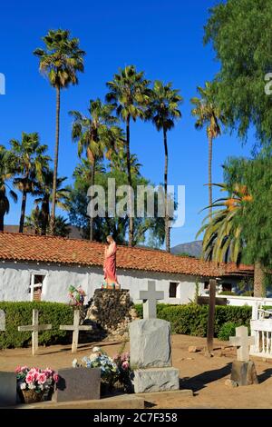 Der Friedhof, San Antonio de Pala Mission, Pala Indianerreservat, San Diego County, Kalifornien, USA Stockfoto
