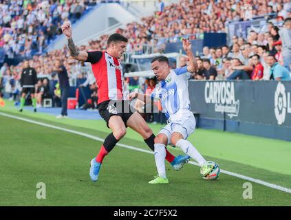 LEGANES, SPANIEN - 25. Sep 2019: Ander Capa und Roque Mesa während der CD. Leganes - Athletic Bilbao. Stadion Butarque, Leganes, Madrid, 25. September 2019. Stockfoto