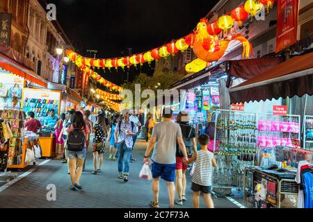 Chinatown Labyrinth von engen Straßen gehören Chinatown essen Street mit ihren Restaurants, Chinatown Singapur Stockfoto