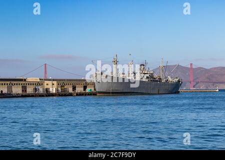 SS Jeremiah O'Brien, Freiheitsfrachter aus dem Zweiten Weltkrieg, Pier 45, San Francisco, Kalifornien, USA Stockfoto