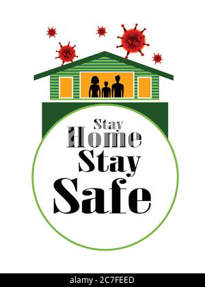 Bleiben Sie zu Hause, bleiben Sie sicher - Schrift Typografie Poster mit Text für selbst Quarantäne Zeiten. Corona Virus (covid 19) Kampagne zu Hause zu bleiben. Lifestyle ac Stock Vektor