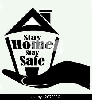 Bleiben Sie zu Hause, bleiben Sie sicher - Schrift Typografie Poster mit Text für selbst Quarantäne Zeiten. Corona Virus (covid 19) Kampagne zu Hause zu bleiben. Lifestyle ac Stock Vektor