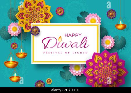Diwali, Festival der Lichter Urlaub Banner. Stock Vektor