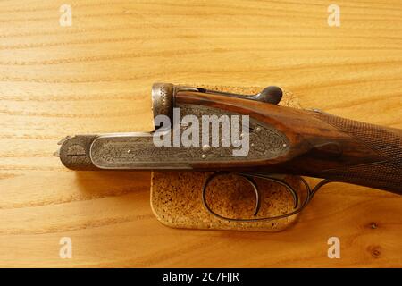 Englisch, Side Lock, Ejector, 12 ga, 12 Bohrung, Schrotflinte, Watson Bros, 1904, Qualität, Sportpistole, Game gun, Feldsport, Stockfoto