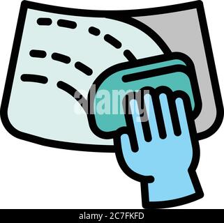 Symbol für die Waschanlage der Fahrzeugscheibe. Umriss Auto Windschutzscheibe waschen Vektor-Symbol für Web-Design isoliert auf weißem Hintergrund Stock Vektor