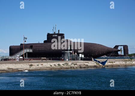 Deutschland, Schleswig-Holstein, U-Boot in Schloss, Burgstaaken, Insel Fehmarn. Stockfoto