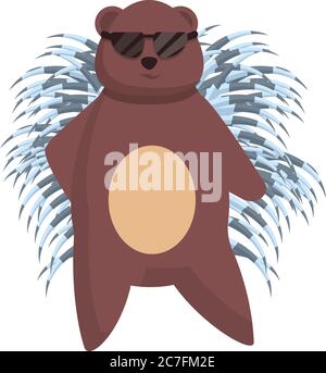 Stachelschwein mit Sonnenbrillen-Symbol. Cartoon von Stachelschwein mit Sonnenbrille Vektor-Symbol für Web-Design isoliert auf weißem Hintergrund Stock Vektor