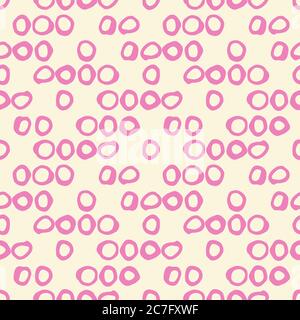 Retro Unregelmäßige Geformte Kreise Set Vektor Nahtloses Muster. Moderner Geometrischer Hintergrund Mit Abstraktem Polka Dot-Muster Aus Der Mitte Des Jahrhunderts Stock Vektor