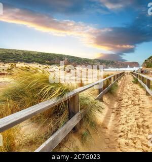 Reizvolle Aussicht auf den Strand Cala Domestica mit herrlichen Sanddünen. Lage: Buggerru, Süd-Sardinien, Italien Europa Stockfoto