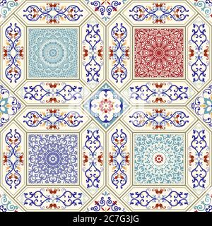 Nahtlose Keramikfliesen. Vintage-Multicolor-Muster im türkischen Stil. Endlose Muster kann für Tapete, Linoleum, Textil, Web-Seite Hintergrund verwendet werden. Stock Vektor