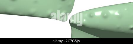 Ultra breites Bild aus blass grün monochromic 3D gekrümmten abstrakten Hintergrund Bild aus einfachen Punktmuster mit Schatten Perspektiven. Illustration und blau Stockfoto