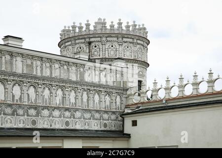 Fresko im Hof des Schlosses Krasiczyn (Zamek w Krasiczynie) in der Nähe von Przemysl. Polen Stockfoto