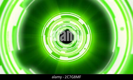 Abstrakter Hintergrund Techno Kreise Tunnel, Licht Neon Stockfoto