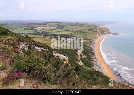 Blick nach Osten vom Golden Cap, South West Coast Path, Dorset, England, Großbritannien, Großbritannien, Großbritannien, Europa Stockfoto