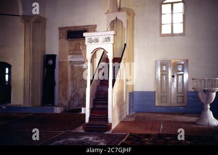 Larnaca Zypern Hala Sultan Tekke Moschee Innenraum Minbar Stockfoto