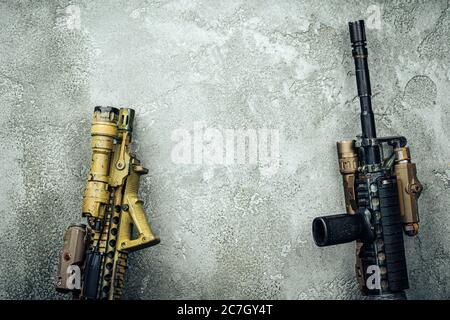 Moderne Waffenserie. US Army Sturmgewehr, Nahaufnahme. Stockfoto