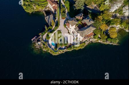 Villa Gaeta - Nobiallo - Comer See (IT) - Luftbild Stockfoto