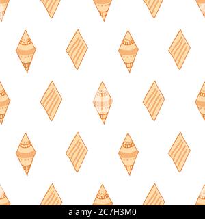 Gemusterte Diamant-Formen auf weißem Hintergrund Nahtloses Muster Vektor Hand gezeichnete Doodle Stil Illustration Oberfläche Design Stock Vektor