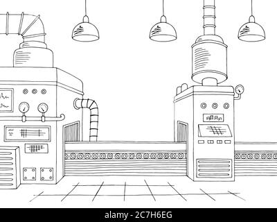 Grafik für die Werkeinbau schwarz weiß Skizze Illustration Vektor Stock Vektor