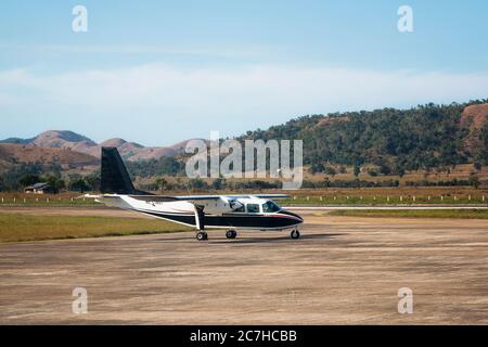 Coron, Philippinen - 29. Januar 2019: Kleines Privatflugzeug Britten-Norman BN-2A-21 Islander-Flugzeug am Flughafen Francisco B. Reyes. Stockfoto