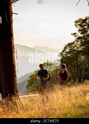 Wandern auf dem Zährersteig, Tafelbühl mit Blick auf das Simonswäldertal Stockfoto