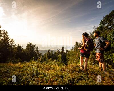 Wandern auf dem Zährersteig, Braunhörnle mit Blick auf das Elztal Stockfoto