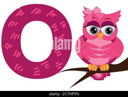 Illustration der Tiere Alphabet: O ist für Eule Stock Vektor