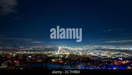 Luftaufnahme des atemberaubenden Abends in Salt Lake City, Utah Stockfoto