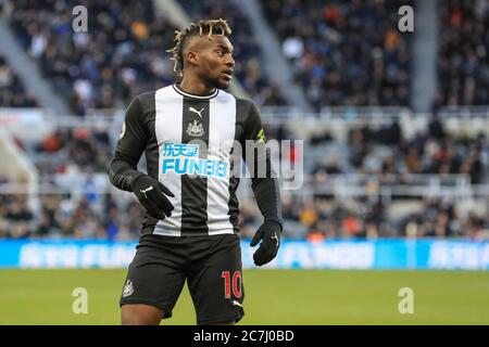 29. Februar 2020, St. James's Park, Newcastle, England; Premier League, Newcastle United gegen Burnley : Allan Saint-Maximin (10) von Newcastle United während des Spiels Stockfoto