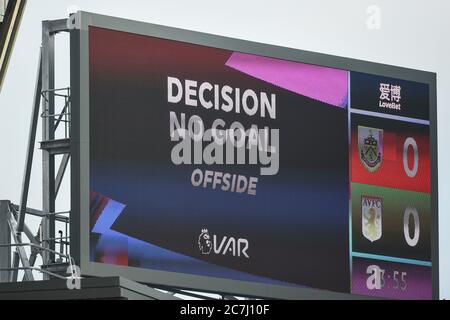 1. Januar 2020, Turf Moor, Burnley, England; Premier League, Burnley gegen Aston Villa: VAR kein Ziel Credit: Richard Long/News Bilder Stockfoto