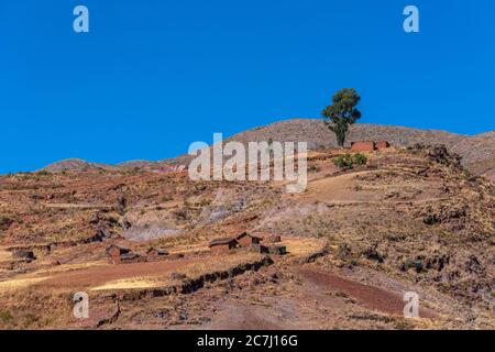 Hochlandwirtschaft im Parque Nacional Tototoro, Nationalpark Torotoro, Anden, Departemento Potosí, Bolivien, Lateinamerika Stockfoto