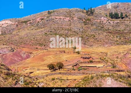 Hochlandwirtschaft im Parque Nacional Tototoro, Nationalpark Torotoro, Anden, Departemento Potosí, Bolivien, Lateinamerika Stockfoto