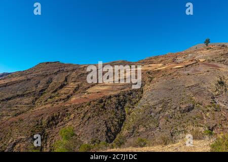 Hochlandwirtschaft im Parque Nacional Tototoro, Nationalpark Torotoro, Anden, Departemento Potosí, Bolivien, Lateinamerika Stockfoto