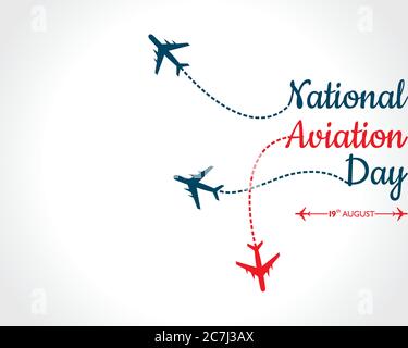 National Aviation Day, der in den Vereinigten Staaten im August 19 Konzept gefeiert wird. Design für Poster, Grußkarte, Banner, Hintergrund. Stock Vektor
