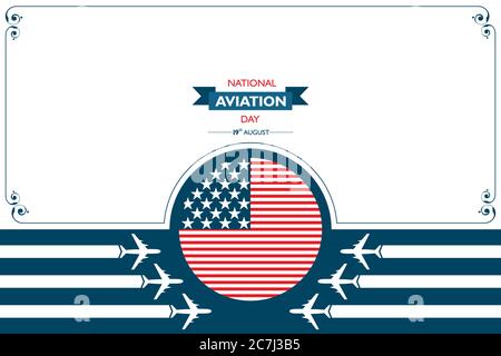 National Aviation Day, der in den Vereinigten Staaten im August 19 Konzept gefeiert wird. Design für Poster, Grußkarte, Banner, Hintergrund. Stock Vektor
