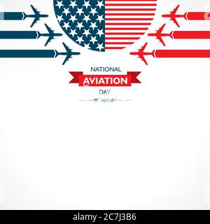 National Aviation Day, der in den Vereinigten Staaten im August 19 Konzept gefeiert wird. Design für Poster, Grußkarte, Banner, Hintergrund. Stock Vektor